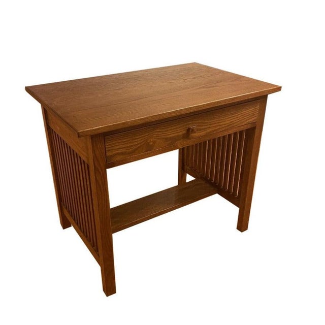 Arts & Crafts Mission / Arts and Crafts Solid Oak Writing Desk - 36 Inch For Sale - Image 3 of 12