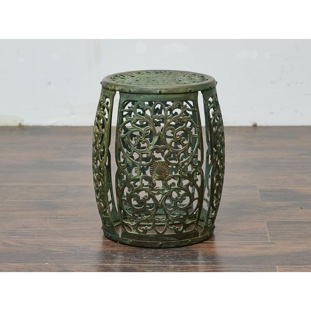 Mid 20th Century Midcentury Bronze Garden Seat with Openwork Foliate Design For Sale - Image 5 of 10