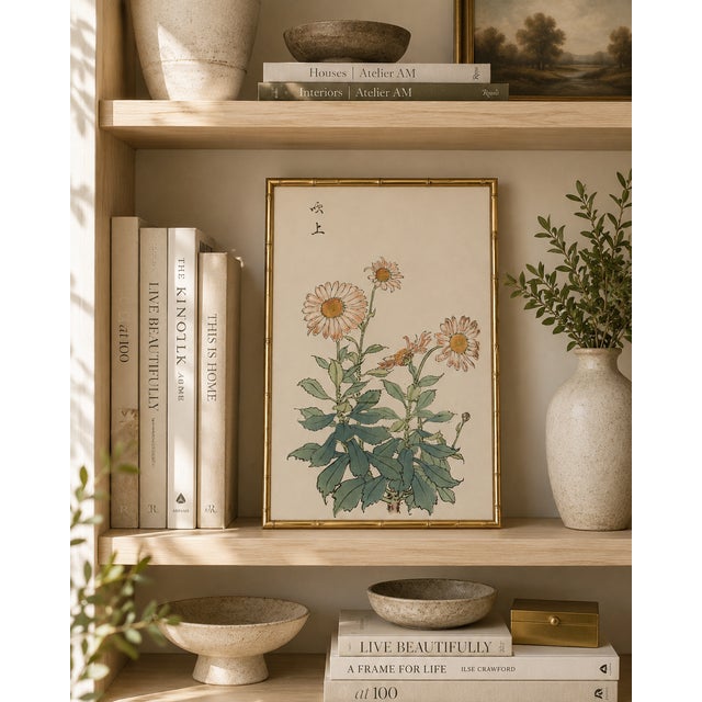 Paper Daisy by Keika Hasegawa, Vintage Japanese Botanical Art Print, 8" X 12" For Sale - Image 7 of 8