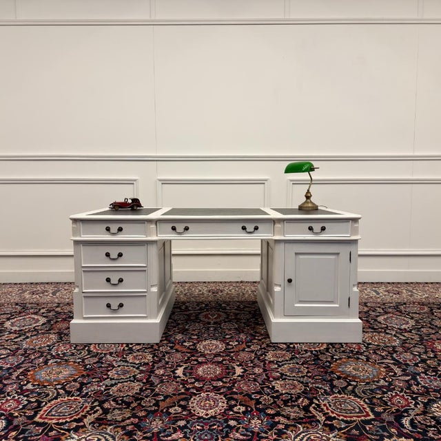 Classic English White Desk with Desk Chair, Set of 2 For Sale - Image 3 of 18