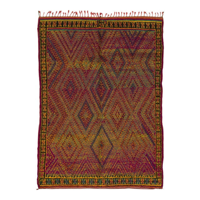 Vintage Moroccan Berber Wool Rug With Geometric Design by Rug & Kilim, 1950-1959 For Sale