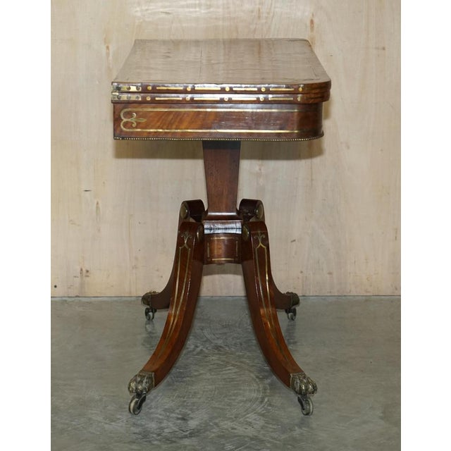 Antique Regency Hardwood & Brass Inlay Card Table, 1815 For Sale - Image 16 of 18