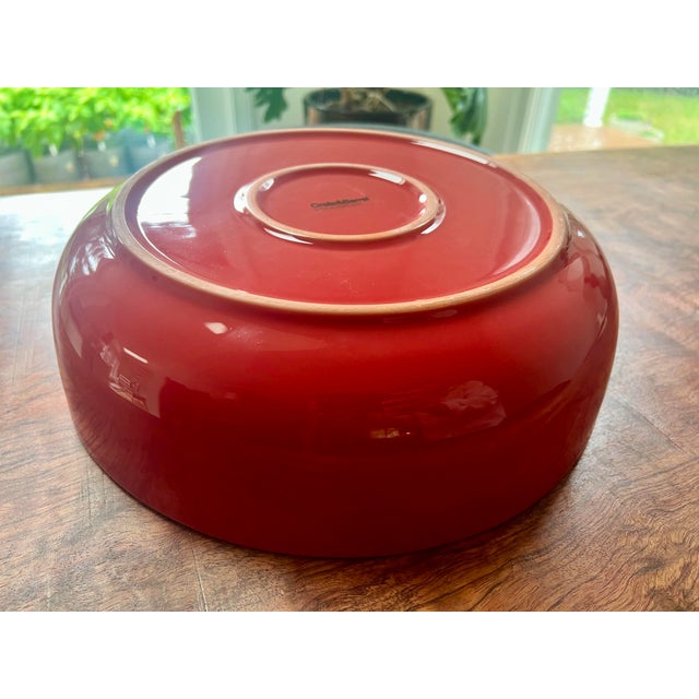 Vintage Crate & Barrel "Addison" Vibrant Two-Tone Orange and Red Glazed Ceramic Centerpiece Serving Bowl For Sale In Providence - Image 6 of 8