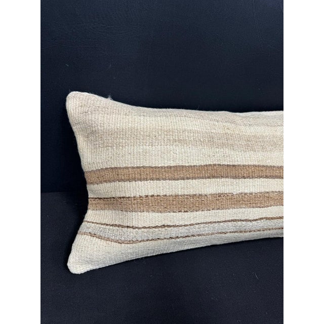 Turkish Hemp Pillow Cushion Natural Beige Brown Cushion Cover 14x40 #30446 Enhance your home decor with our Kilim Pillow...