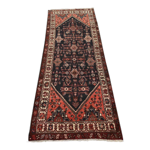 Hamedan Runner 3’6” X 8’10” Blue Wool Semi-Antique Tribal Hand-Knotted Rug