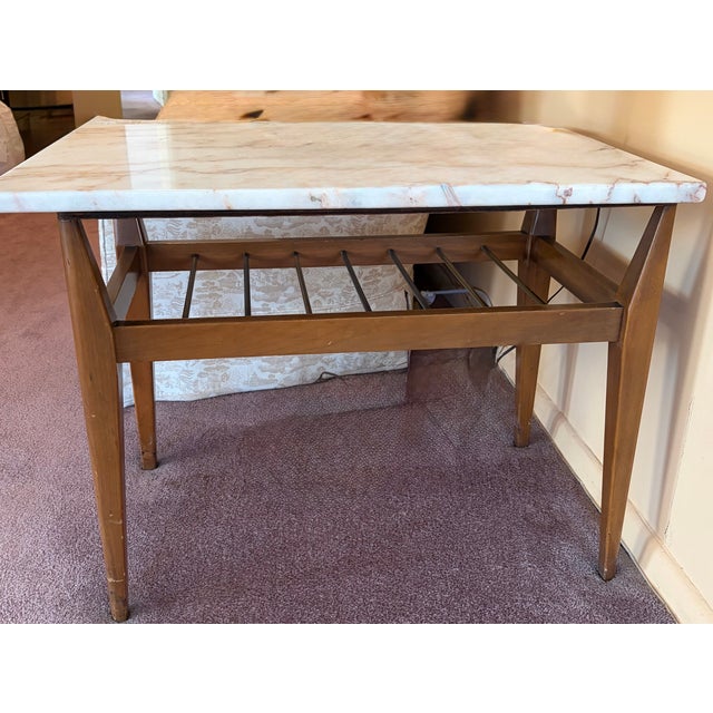 Auburn Set of 2 - 1960s Mid-Century Modern Marble Top Side Tables For Sale - Image 8 of 8