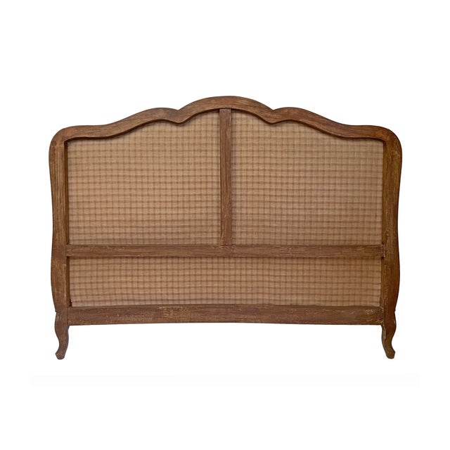 Red Vintage French Carved Walnut Upholstered Double Bed Frame Red Floral Damask Louis XV Style For Sale - Image 8 of 9