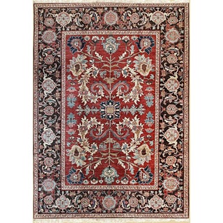 8x10 Lila Chic Red Floral Traditional Hand Knotted Wool Carpet Rug For Sale