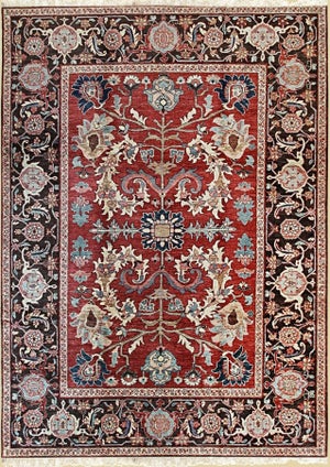 8x10 Lila Chic Red Floral Traditional Hand Knotted Wool Carpet Rug