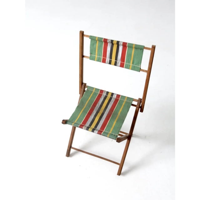 Vintage Kid's Stripe Canvas Folding Chair For Sale - Image 6 of 11