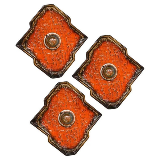 Diamond-Shaped Brown & Orange Ceramic Wall Light, Germany, 1970s For Sale - Image 12 of 12