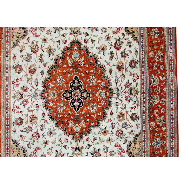 Late 20th Century Vintage Persian Silk Qum Rug For Sale - Image 5 of 14