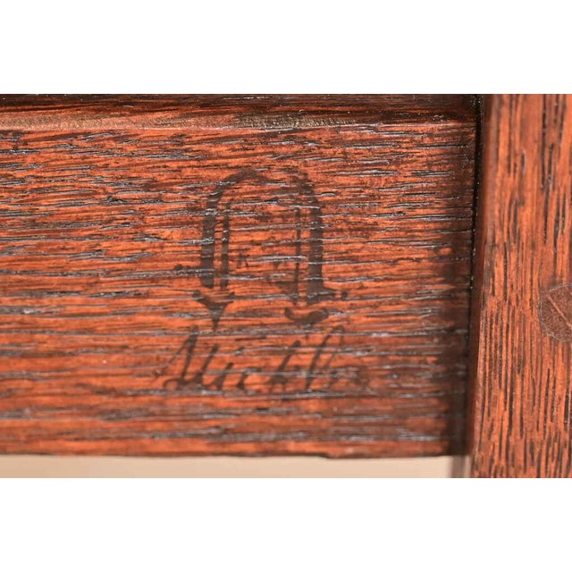 Gustav Stickley Antique Mission Oak Arts & Crafts H-Back Dining Chairs With Leather Seats, Newly Restored For Sale - Image 10 of 11