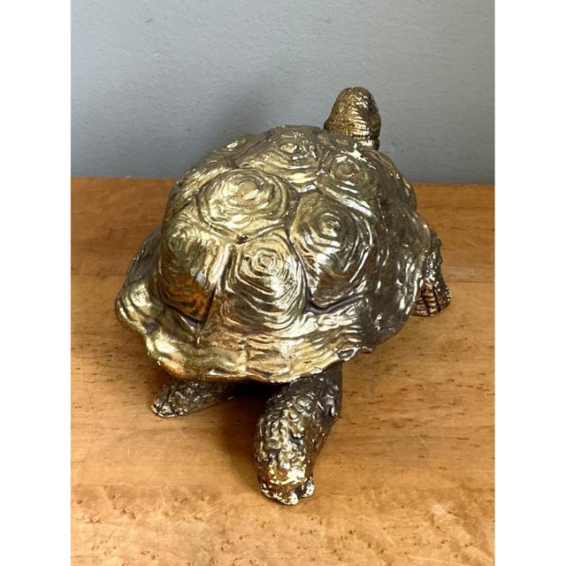 Vintage Gold Painted Wood Turtle Figure For Sale - Image 11 of 12