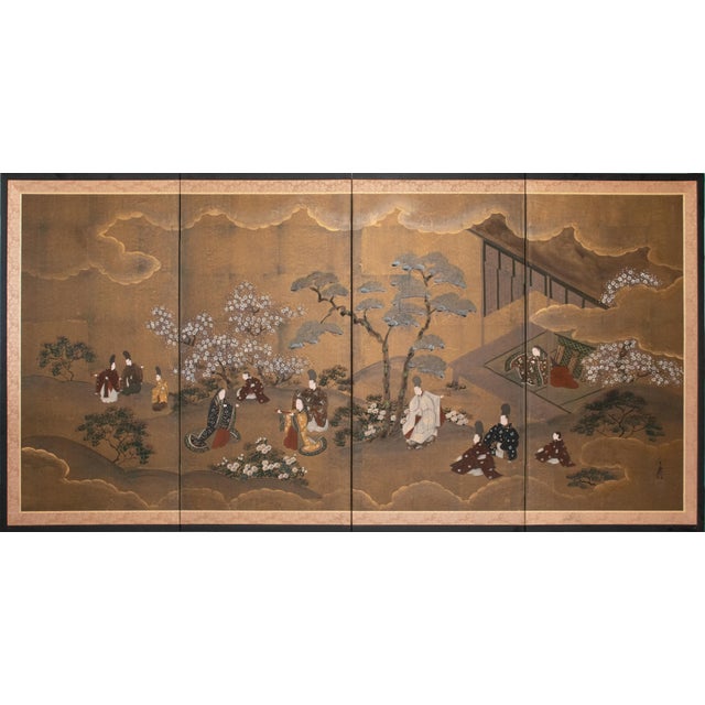 1970s Shōwa Era Japanese Byobu Screen "The Tale of Genji" For Sale - Image 18 of 18