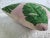 Pink & Green Palm Frond Crewel Embroidered Pillow For Sale - Image 4 of 5