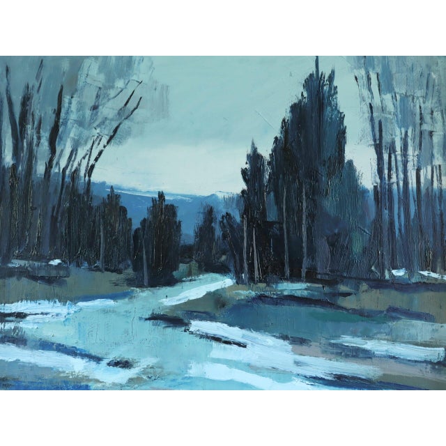 Mid-Century Modern 'Twilight Path' Vintage Swedish Expressive Landscape Oil Painting, Framed For Sale - Image 14 of 15