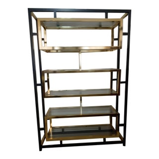 Mastercraft Mid Century Black and Gold Metal Etagere For Sale