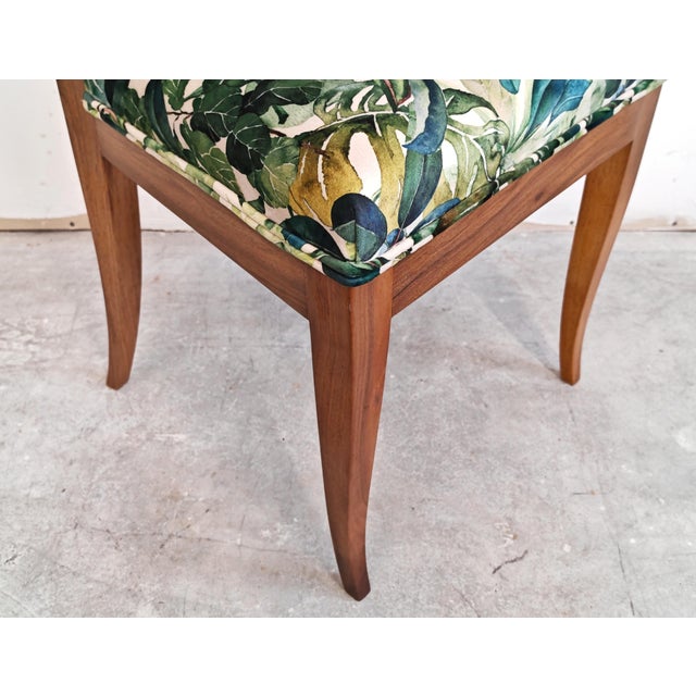Biedermeier Lira Chair in Walnut Upholstered in Tropical Print Plush For Sale - Image 5 of 12