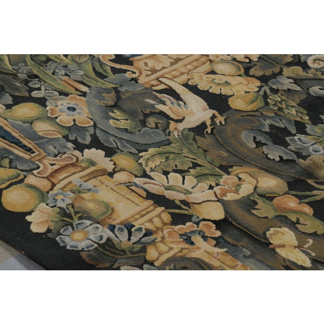 Rug & Kilim Rug & Kilim’s Armorial Tudor Style Rug in Black, With Beige, Blue and Gold Tones For Sale - Image 4 of 9