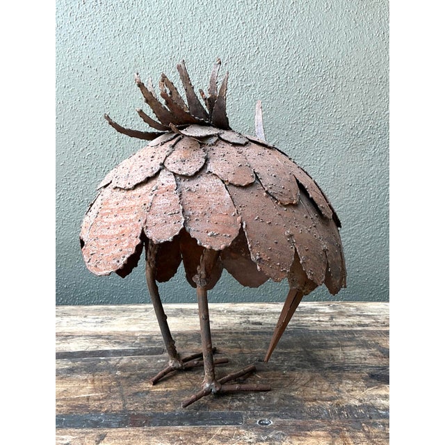 Metal Vintage Torch Cut Iron Bird Sculpture For Sale - Image 7 of 12