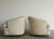Pair, Rolling Cream Tufted Barrel Back Club Chairs on Brass Casters, 1970's For Sale - Image 4 of 8