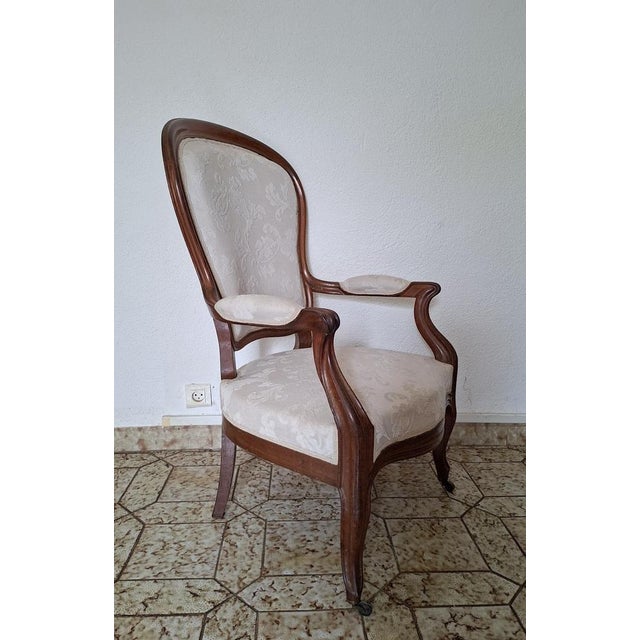 Louis Philippe Cabriolet Armchair in Mahogany, 19th Century For Sale - Image 5 of 8