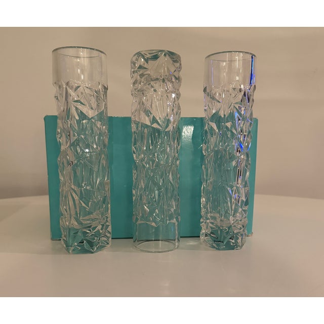 Glass Set of Tiffany Cut Crystal Bud Vases For Sale - Image 7 of 7