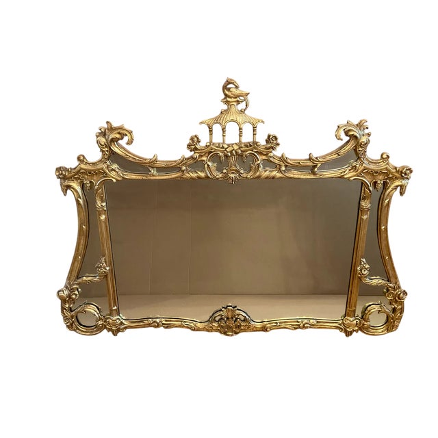 Wood Vintage Friedman Brothers Gilt Pagoda Chinoiserie Wall Mirror For Sale - Image 7 of 15