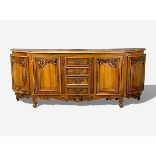 French Provincial French Provincial, Monumental Sideboard, Wood, Brass, France, 1960s For Sale - Image 3 of 14