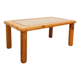 Vintage Coffee Table in Pine and Glass, 1960s For Sale