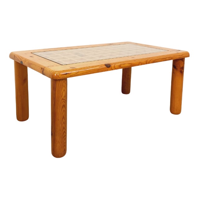 Vintage Coffee Table in Pine and Glass, 1960s For Sale