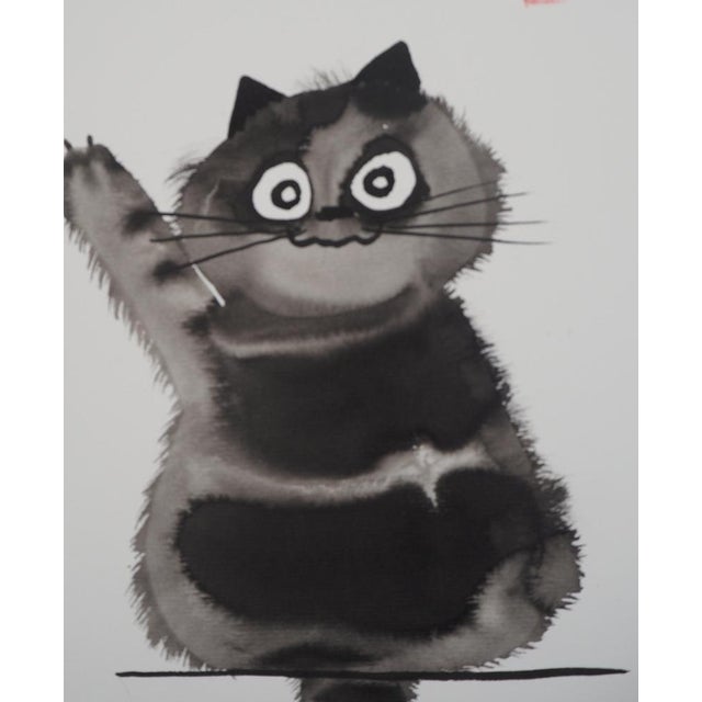 Laszlo Tibay (1962) The Cat's Greeting Original ink and wash drawing Signed upper right Authenticated by the artist's...