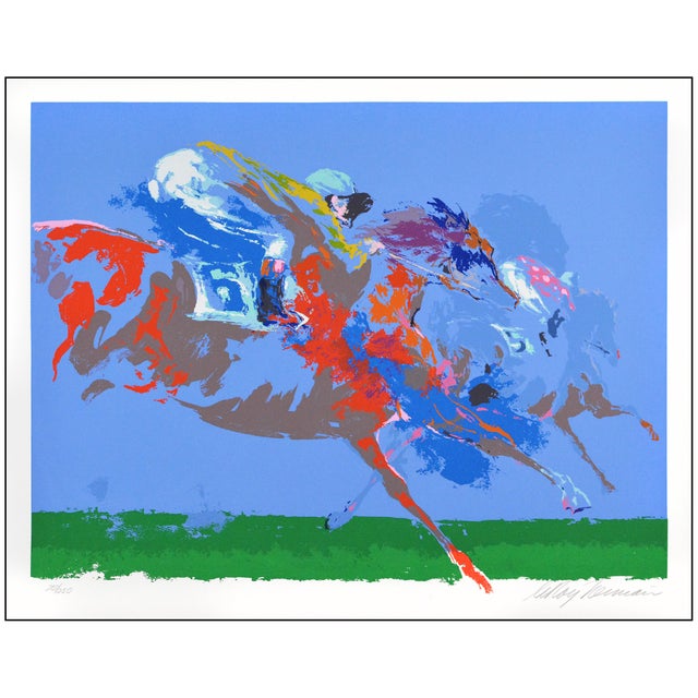 The artwork here, "In the Stretch", is a wonderful depiction of horses and their jockeys midrace, created with meticulous...