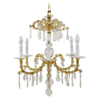 Vienna Baroque Gilt Crystal Glass Chandelier from Lobmeyr, 1940s For Sale