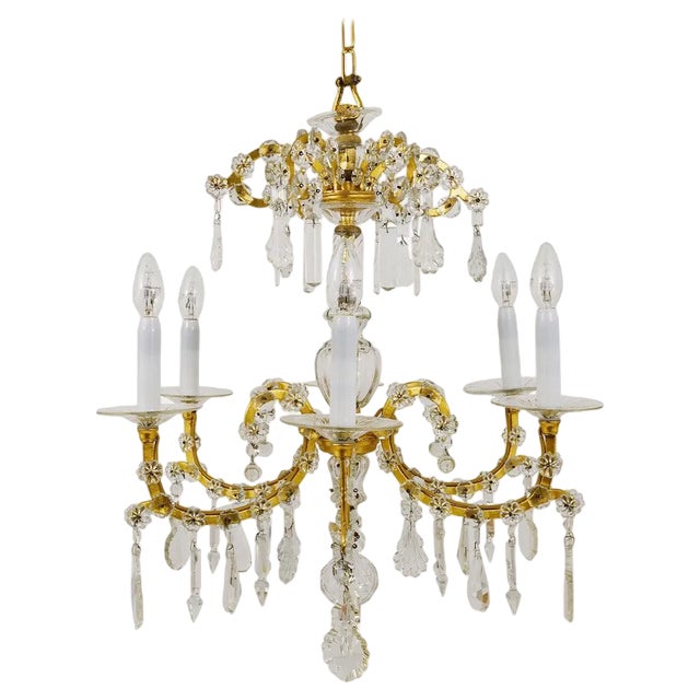 Vienna Baroque Gilt Crystal Glass Chandelier from Lobmeyr, 1940s For Sale