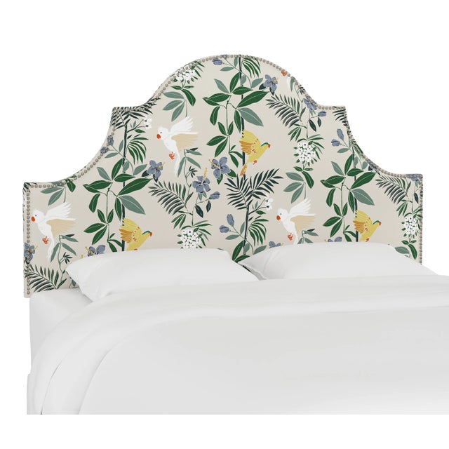 Halsted Headboard in Cream Belize Chinoiserie, Queen For Sale
