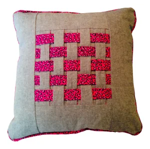 Contemporary Robin Adler Fabric Manipulation Criss Cross Leopard Print Throw Pillow