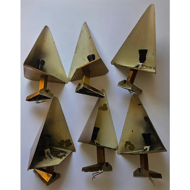 Mid-Century Brass Wall Lamps, Germany, 1970s, Set of 6 For Sale - Image 4 of 17
