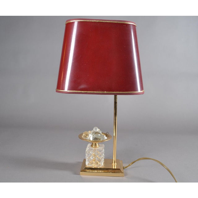 Metal French Table Lamp with Glass Fruit and Red Tole Shade, 1970s For Sale - Image 7 of 8