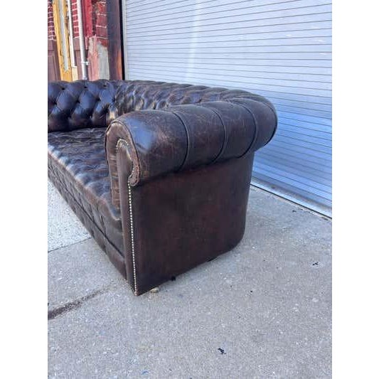 Chesterfield Leather Sofa, Vintage Upholstery, Patina Finish, 1985 For Sale - Image 11 of 17