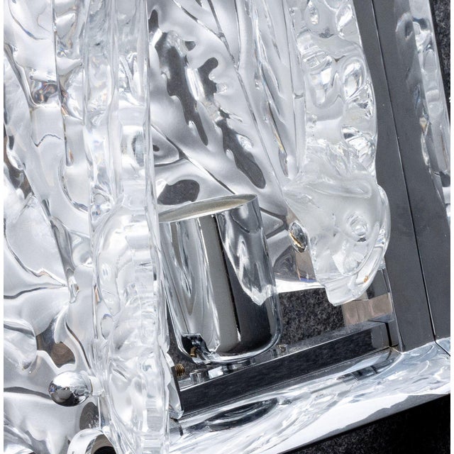 Pair of Lalique Crystal and Chrome "Champs Elysees" Wall Sconces For Sale - Image 13 of 13