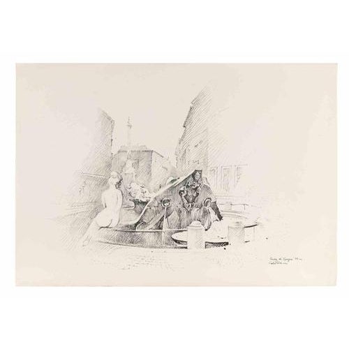 Piazza di Spagna- Rome is an artwork realized by Gaspare De Fiore in 1974. Pen Drawing on paper. Titled and hand-signed on...