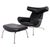 Set of Model EJ100 Ox Chair with Ottoman in Black Leather by Hans J. Wegner for Fredericia, 1960s For Sale - Image 15 of 15