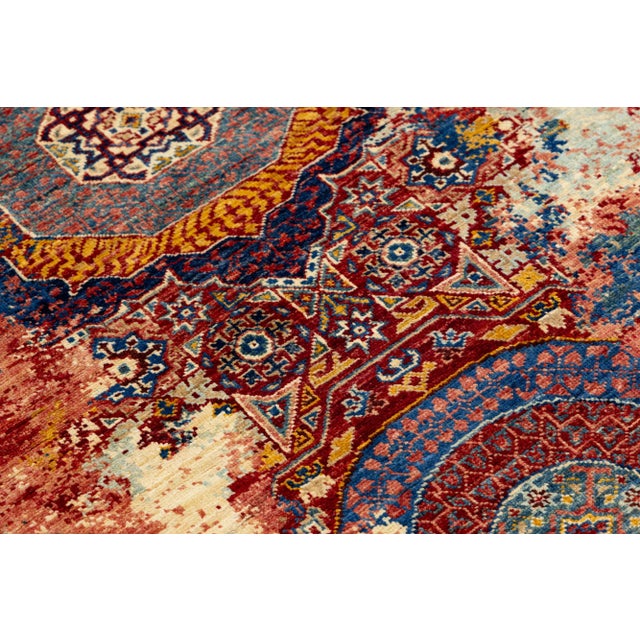 2010s 3 X 8 Transitional Wool Rug Handmade in Red With Allover Design For Sale - Image 5 of 7