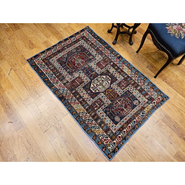 Textile Antique Caucasian Shirvan Area Rug, Handwoven Wool, Geometric Medallion, 3' x 5' For Sale - Image 7 of 17