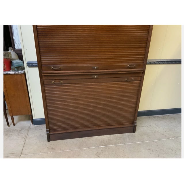 Brown Antique Art Nouveau Roller Shutter Archive Cabinet from Soennecken, 1910 For Sale - Image 8 of 11