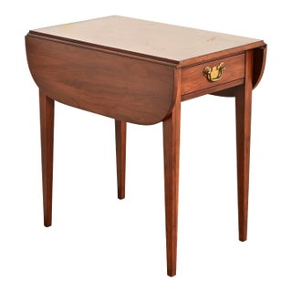 Henkel Harris Georgian Solid Cherry Wood Drop Leaf Pembroke Side Table For Sale