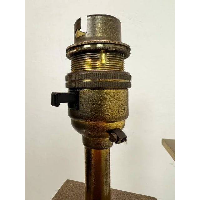 Brown Leather and Bronze Table Lamps in the style of Jacques Adnet, 1950s, Set of 2 For Sale - Image 8 of 12