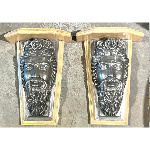 Wood Vintage Maitland Smith Neptune Brackets - A Pair For Sale - Image 7 of 12